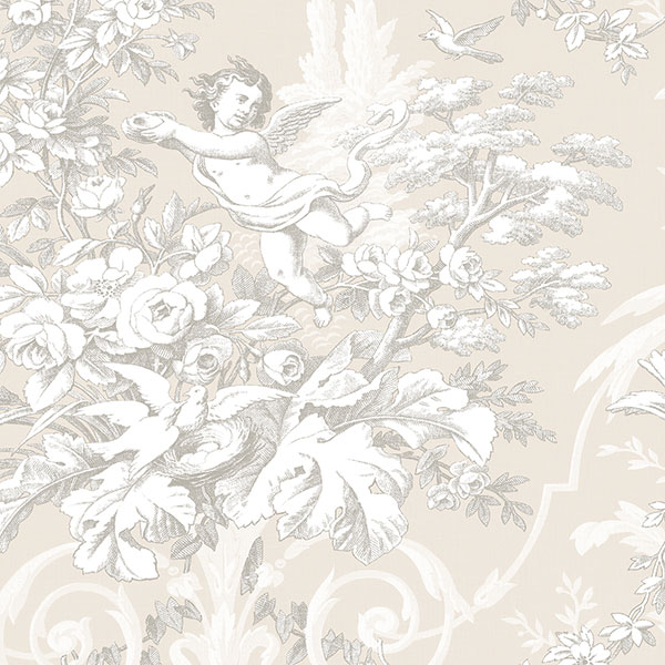 Patton Wallcoverings CH22540 Manor House Fabric Toile Wallpaper